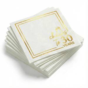 lot 12028 image: 50Pcs Cheers to 30 Years Cocktail Napkins, Gold Foil Birthday Decorations