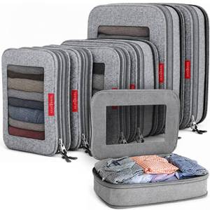 lot 12029 image: LeanTravel Premium Compression Packing Cubes for Travel - Suitcase Organizer Bags with Double Zipper and Breathable Mesh Panel - Space Saving Carry On Luggage Essentials (6-Pack, Grey) (Only 2)