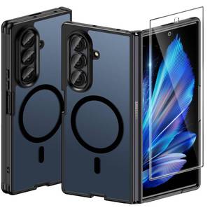 lot 12082 image: Halokin Magnetic for Samsung Galaxy Z Fold 7 Case with Screen Protector, Compatible with MagSafe Slim Translucent Matte Shockproof Case for Samsung Z Fold 7, Fold7 Hard PC Thin Phone Cover, Black