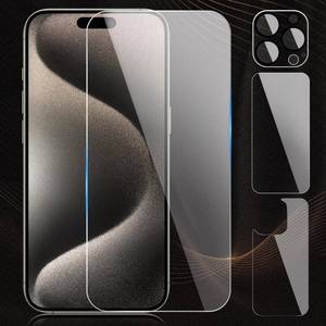 lot 12105 image: Siminsy Screen Protector for iPhone 15 Pro Max, Tempered Glass Screen Protector Including Front and Back Protectors, Camera Protector, 3-in-1 Protection (6.7 inch)