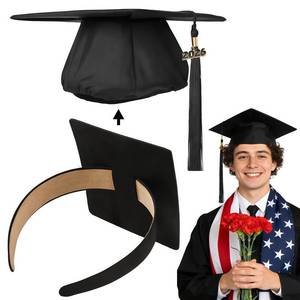 lot 12118 image: SARATA Graduation Cap Headband for Women and Men - Keep Your Natural Hair on Grad Day and Secure Your Cap for Graduation Gift (Black 1pcs)