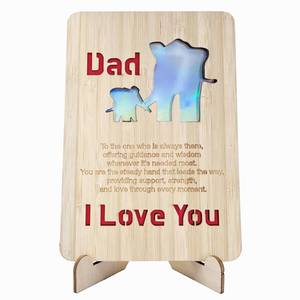 lot 12129 image: VANSUN Happy Father�s Day Wooden Card with Display Stand,Fathers Day,Birthday Card,Thank you Card for Dad