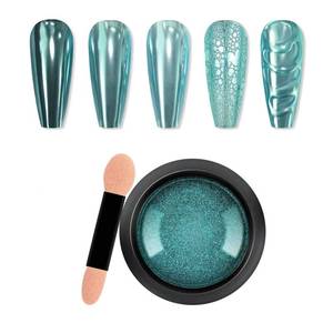 lot 12131 image: Metallic Mirror Chrome Nail Powder for Gel Nails, Holographic Nail Chrome Powder, for Home DIY Salon Nail Art Decoration (19)