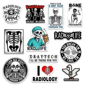 lot 12142 image: (12pcs-3in) Radiology Sticker Stickers for X Ray Tech Healthcare Humor Pack