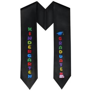 lot 12151 image: Hmxpls Kindergarten Graduation Sash 2026, Unisex Preschool Graduation Stole with Colorful Word (Black)