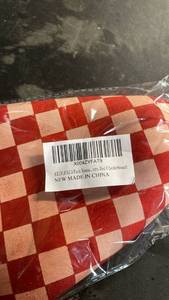 lot 12167 image: 3 Pack Reusable Red Checkerboard Cozies