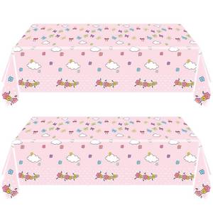 lot 12178 image: 2 Pack Cartoon Party Tablecloths Pink Rectangular Table Cloth 70.8 x 42.5 Inch for Anime Birthday Party Table Decorations
