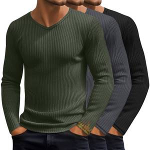 lot 14073 image: Sweetyweee 3 Pack Menfts Big and Tall Thermal Shirts Cotton Fleece Lined Long Sleeve Ribbed V Neck Sweater Casual Layer(Black, Heather Gray, Army Green,X-Large)