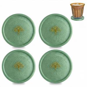 lot 20241 image: DECHUNDA Drink Coasters Set of 4 Round Crystal Resin Coasters with Happy Tree for Home Decor