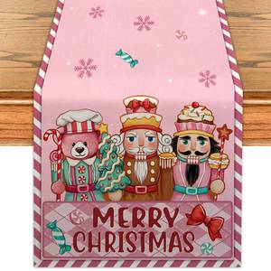 lot 20263 image: Nutcracker Christmas Table Runner Nut Cracker Kitchen Dining Table Centerpiece Vintage Elf Xmas Holiday Decor Nutcracker Christmas Decorations for Home Party-72 Inches Long