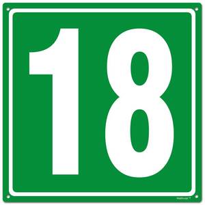 lot 20287 image: 8x8in Parking Lot Number 18 Sign - High-Intensity Grade Aluminum, Weatherproof, Fade-Resistant, Curbside Number, GreenWhite, Ideal for Outdoor and Indoor Use