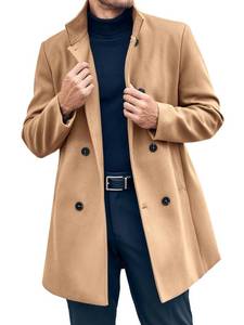 lot 20296 image: Runcati Mens Mid Long Trench Coat Winter Double Breasted Pea Coat Casual Business Warm Overcoat Large