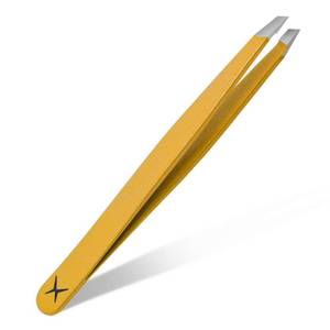 lot 20306 image: Precision Slant Tip Tweezers � Handmade from Premium Japanese Stainless Steel � Professional Eyebrow and Facial Hair Removal Tool with Perfect Alignment (Gilded Gold And Green) (2 Pack)