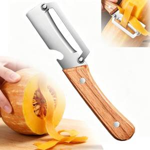 lot 20308 image: Multi-Functional Vegetable Peeler for Kitchen, 2026 New Stainless Steel Peeler with Wooden Handle and Bottle Opener, Kitchen Tool for Fruit Veggie Pumpkin, Gifts for Mom (1PCS)