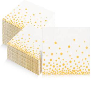 lot 20328 image: White and Gold Napkins 150Pcs Graduation Napkins White Paper Napkins Disposable Cocktail Napkins with Gold Polka Dots Dinner Napkins Paper Guest Hand Towels for Graduation Wedding Birthday Baby Shower