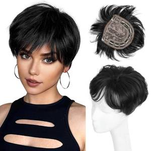 lot 20338 image: PHOCAS Short Hair Toppers for Women with Thinning Hair Magic Pixie Cut Toppers Hair Pieces Natural Synthetic Black Wiglets Hairpieces for Daily Use