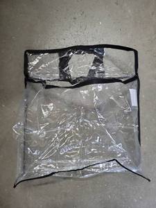 lot 20347 image: Clear Tote Bag with Zipper Top and Black Handles 4 pack