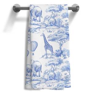 lot 20352 image: WOOGCHEIR Blue and White Kitchen Towels Chinoiserie Forest Animal Decor Kitchen Bathroom Towels,16x24 Inch