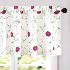 lot 20371 image: VOGOL Pink Floral Embroidered Window Valance, 42 x 18 Inches
