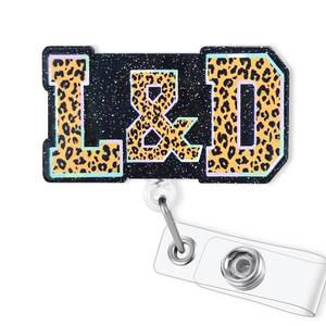 lot 20382 image: Leopard LandD Badge Reel Retractable for Labor and Delivery Nurse and Midwife, Funny NICU Badge Reel, Maternity Ward Badge Clip, Cute LandD Nurse Badge ID Holder for Work, OBGYN Badge Holder Gift  Acrylic