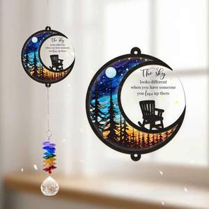 lot 20388 image: GIFTELIX Memorial Suncatcher - Moon Chair Ornament - Sympathy Gift for Loss of Loved One - Bereavement Gifts Memorial Rainbow Maker - Remembrance Ornament - Funeral Keepsake