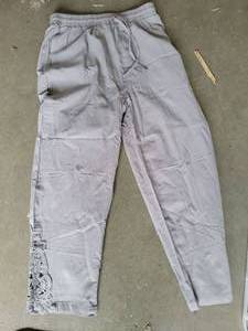 lot 20395 image: Gray Linen Pants with Decorative Trim Medium