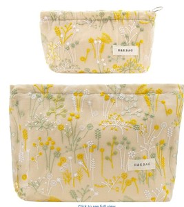 lot 2163 image: Two yellow small zip up pouches one large one extra small