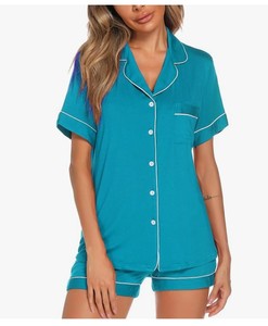 lot 6145 image: Aanikast Button Up Pajam Set XL Lake Blue AAH0031