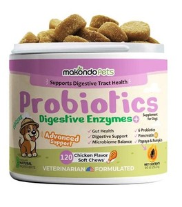 lot 6118 image: Makondo Pets Probiotics Digestive Enzymes 120 Chicken Flavor Soft Chews