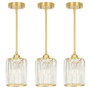 lot 1895 image: Lxybcce Gold Kitchen Pendant Lights Over Island with Adjustable Rods - Crystal Pendant Lighting Fixtures 3 Pack, Ideal Over Dining Table or Bar, E26 Bulb Compatible, No Electrician Needed
