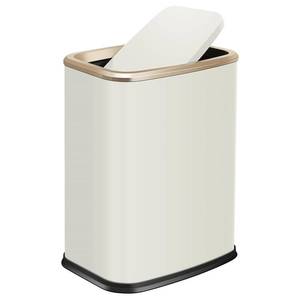 lot 1896 image: JINYCOME Stainless Steel Bathroom Trash Can with Swing Lid,4gallon Small Metal Garbage can Trash Bin Wastebasket for Office Bedroom Powder Room (Cream White)
