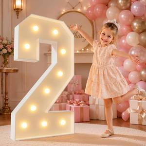 lot 1907 image: imprsv 4FT Marquee Numbers, Light Up Numbers Numero 2 para Cumplea�os Number 2 Light up Sign for 2nd 21st Birthday Decorations,Anniversary Party, Graduation Decorations