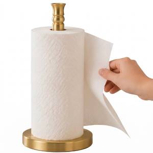 lot 2238 image: Paper Towel Holder, Stainless Steel Heavy Base (2LBS in Weight, and 6.7inch in Diameter), Gold Brushed Finish, Paper Towel Holder Countertop, Ripping Paper Towel Off One-Handed, No Wobbly
