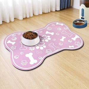 lot 2249 image: Dog Cat Mat for Food and Water,Rapid Absorbent Pet Feeding Mat, Bone Shaped Dog Placemat Bowl Mat with Rubber Backing,No Stains Pet Food Mats Indoor, Pet Accessories Supplies,Pink 12�18