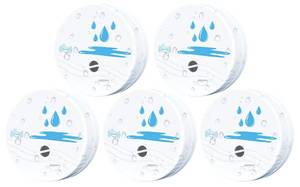 lot 2293 image: ComfyTune 5 Pack Water Leak Detectors for Home, 100dB Waterproof Water Sensor Alarm Leak Detector for Basements, Bathrooms, Laundries, Sinks, and Windows(Battery Included)
