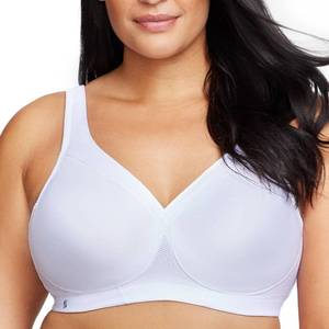 lot 2295 image: Glamorise Full Figure Plus Size MagicLift Seamless Sports Bra Wirefree #1006 White