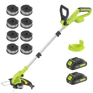 lot 3073 image: Electric String Trimmer Cordless with 2x2.0Ah Battery, 20V Weed Wacker Weed Eater with Charger, 12-inch Lawn Mover & Edger Lawn Tool, Powered Grass Trimmer with 8pcs Spool Line for Yard, Garden, Green