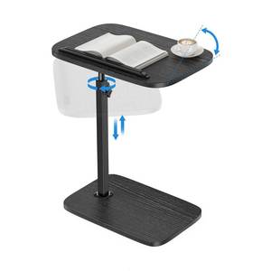 lot 3075 image: HUANUO TV Tray Table, Adjustable Height TV Tray with 360° Swivel & 90° Tilt, Sturdy Side Table with Anti-Slip Bar for Laptop, Eating, Space-Saving Side Table for Couch, Bedside, Living Room (Black)