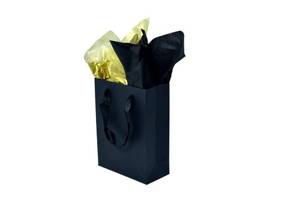 lot 4317 image: JUNESHE Mini Black Gift Bags with Tissue Paper, 6 Pack, 6.3x4.7x2.2 Inch