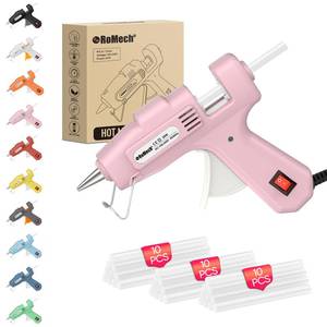 lot 4337 image: ROMECH 20W Mini Hot Glue Gun with 30 Glue Sticks Set, Fast Preheating Hot Glue Gun Kit Heavy Duty Gluegun for Craft, DIY, Repairs (Pink)