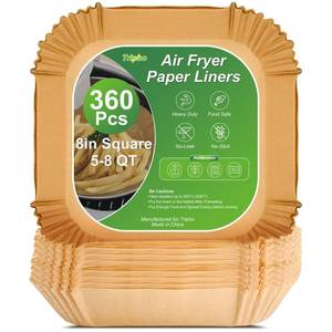 lot 4343 image: 360 Pcs 8 Square Unbleached Heavy Duty Air Fryer Paper Liners Disposable, Non-Stick & Non-Leak Parchment Paper Liners for Airfryer Basket, Deep Fryer Parts & Accessories