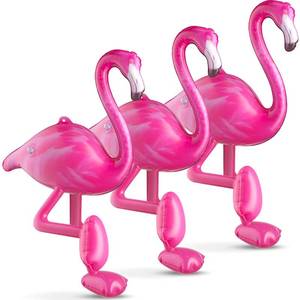 lot 4360 image: Inflatable Pink Flamingo Party Decorations - (3 Pack) 28 Large Blow-Up Flamingos, Realistic Animal Design, Summer Hawaiian Luau, BBQ, Birthday Party Decor, Pool Float Toys Indoor & Outdoor