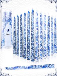 lot 5284 image: Conelist 12 Pcs 12 Inch Chinoiserie Taper Candles Blue and White Candle Decorative Taper Candles Bulk Chinoiserie Decor Blue and White Candlesticks Gifts for Wedding Party Table Home Gift Decoration