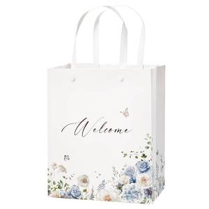 lot 5285 image: Crisky Blue Flower Welcome Bags for Wedding Hotel Guests, 25 pcs Candy Buffet Gift Pack for Bridal Baby Shower Engagement Party Favor, 10x8x4