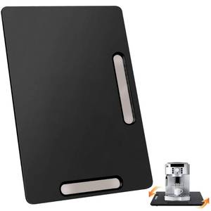 lot 5298 image: Joy&Grace Appliance Slider for Kitchen Appliances 360° Rolling Sliding Tray for Coffee Maker Countertop, Bamboo Coffee Pot Slider Rolling Tray with Universal Rollers (Black, Medium 14.5 x 10)