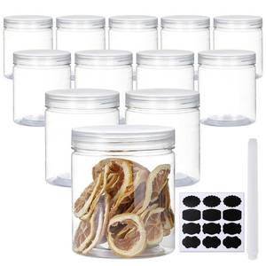 lot 5311 image: Yephets 16 OZ Plastic Jars with Lids, 12 Pack Clear Plastic Slime Containers for Kitchen and Household Food Storage of Dry Goods, Creams and More,Included Extra Label and A Pen
