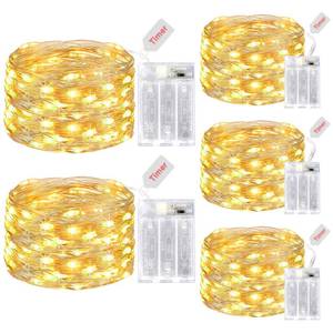 lot 6179 image: kolpop 5 Pack Fairy Lights Battery Operated with Timer, 16FT 50LED String Lights Warm White, Christmas Mini Lights for Indoor Bedroom Tree Wedding Party Decorations
