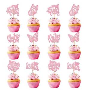 lot 6188 image: 12Pcs Butterfly Cupcake Toppers,Pink Glitter Cake Toppers Baby Shower Cupcake Picks for Coquette Theme Party Decoration Engagement Wedding Baby Shower Party Cupcake Decor
