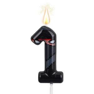 lot 6219 image: Ninja Birthday Number Candle, Pixel Masked Ninja Themed Digit Candle Happy Birthday Cake Topper Decorations for Kids Birthdays Party Supplies (Number 1)
