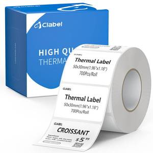 lot 6227 image: CLABEL 1.96x1.18 Label Maker Tape 221D Label Print Paper Standard Laminated Office Oil Proof Tearproof Labeling Tape for Address, Logo, Shipping, Barcodes,QR Code (700 LabelsRoll,1 Roll)